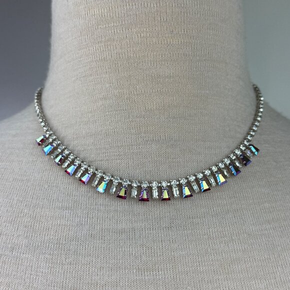 Stunning Vintage B David AB Red Rhinestone Full Parure Set Choker Bracelet Earri - Picture 10 of 16